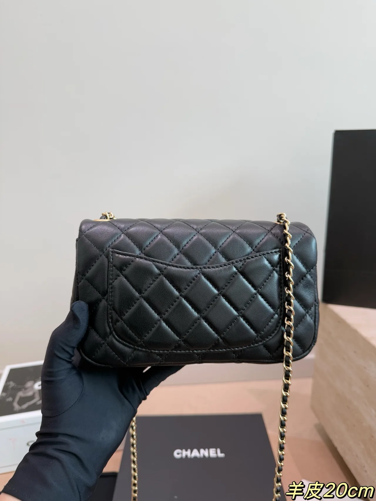 Chanel Lambskin Flap Shoulder Bag in Black · view 5