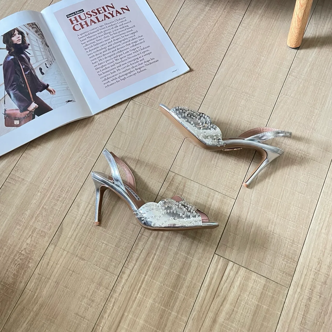 Aquazzura Sheepskin Sandals in Silver · view 5