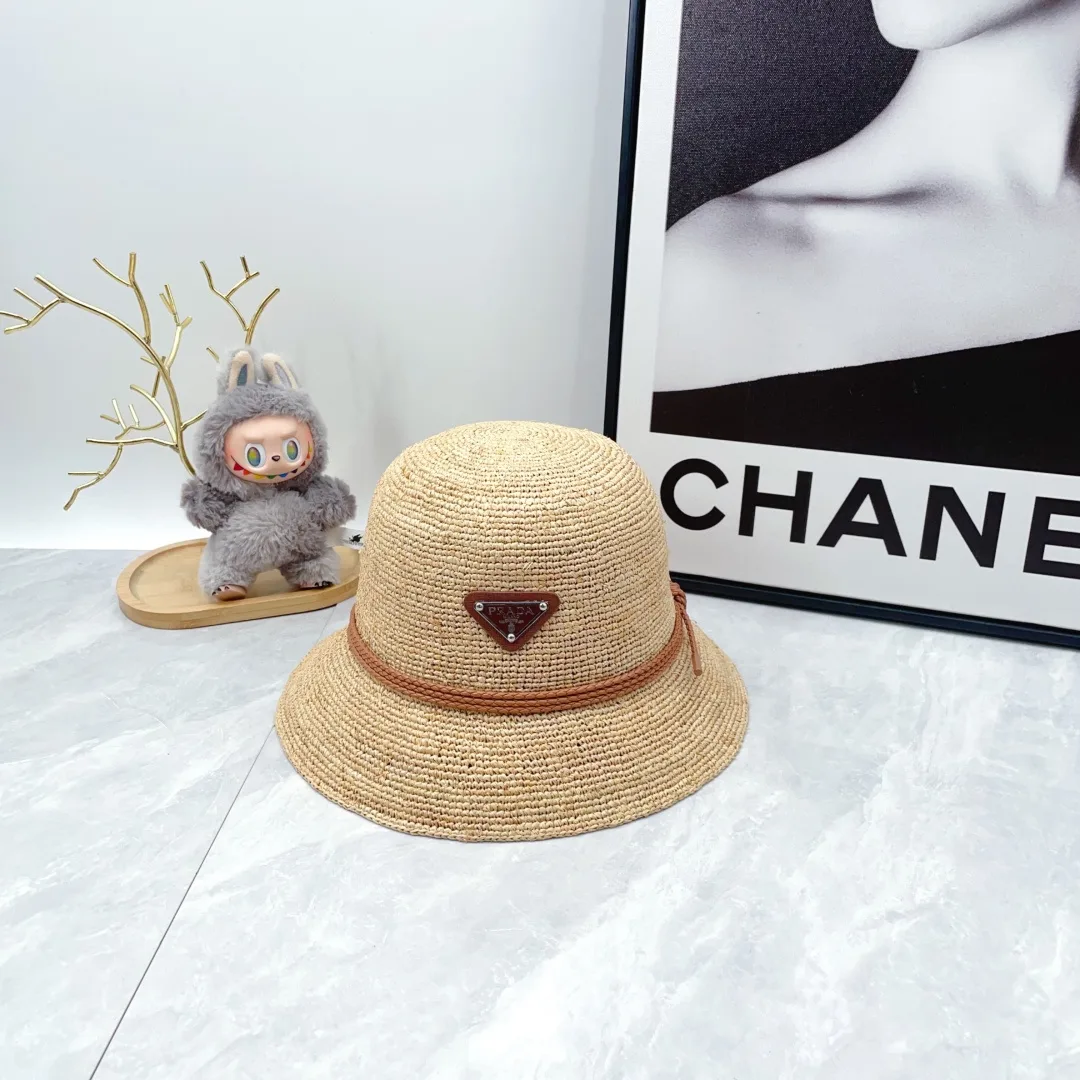 Prada Woven Bucket Hat in Beige · view 6