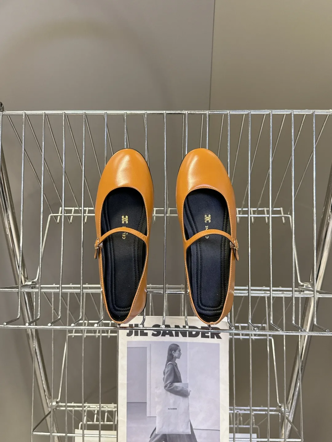 Celine Calfskin Mary Jane Flats in Tan · view 3