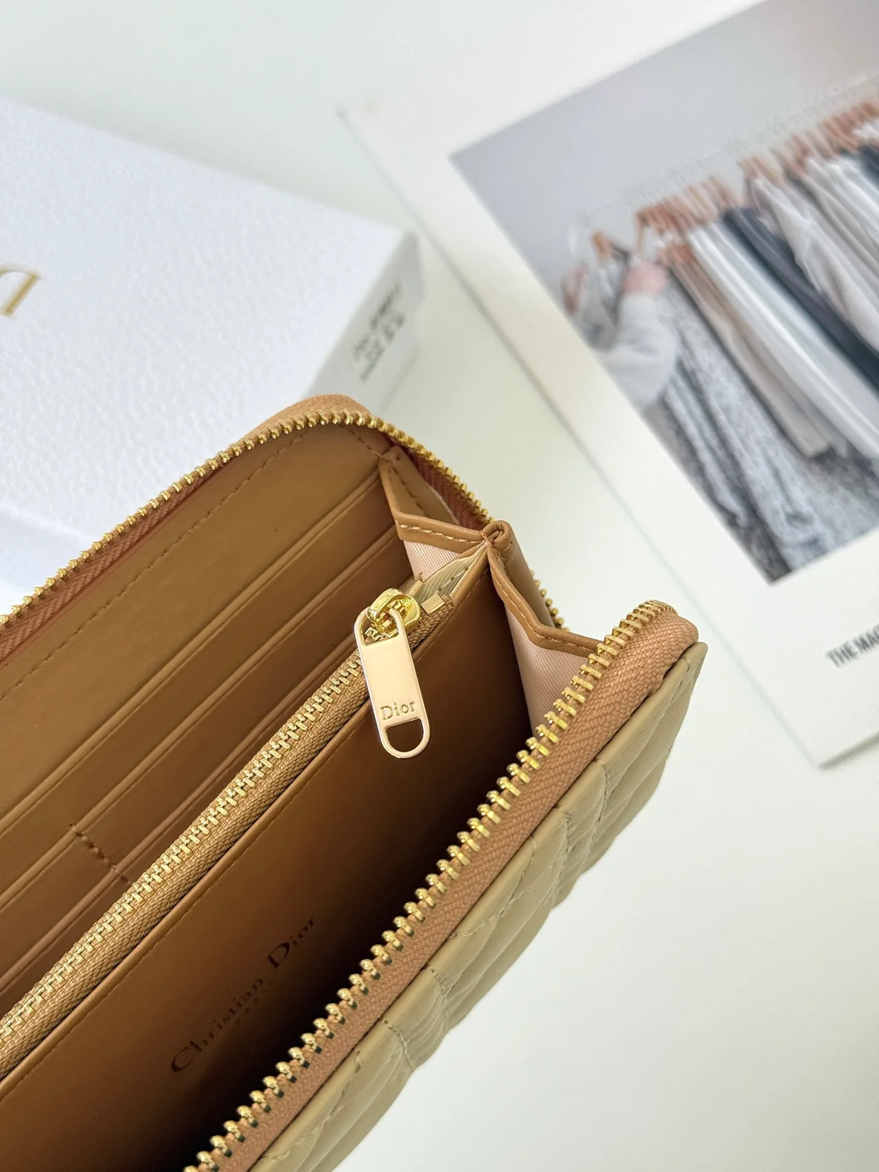 Dior Lambskin Quilted Wallet in Beige · view 6