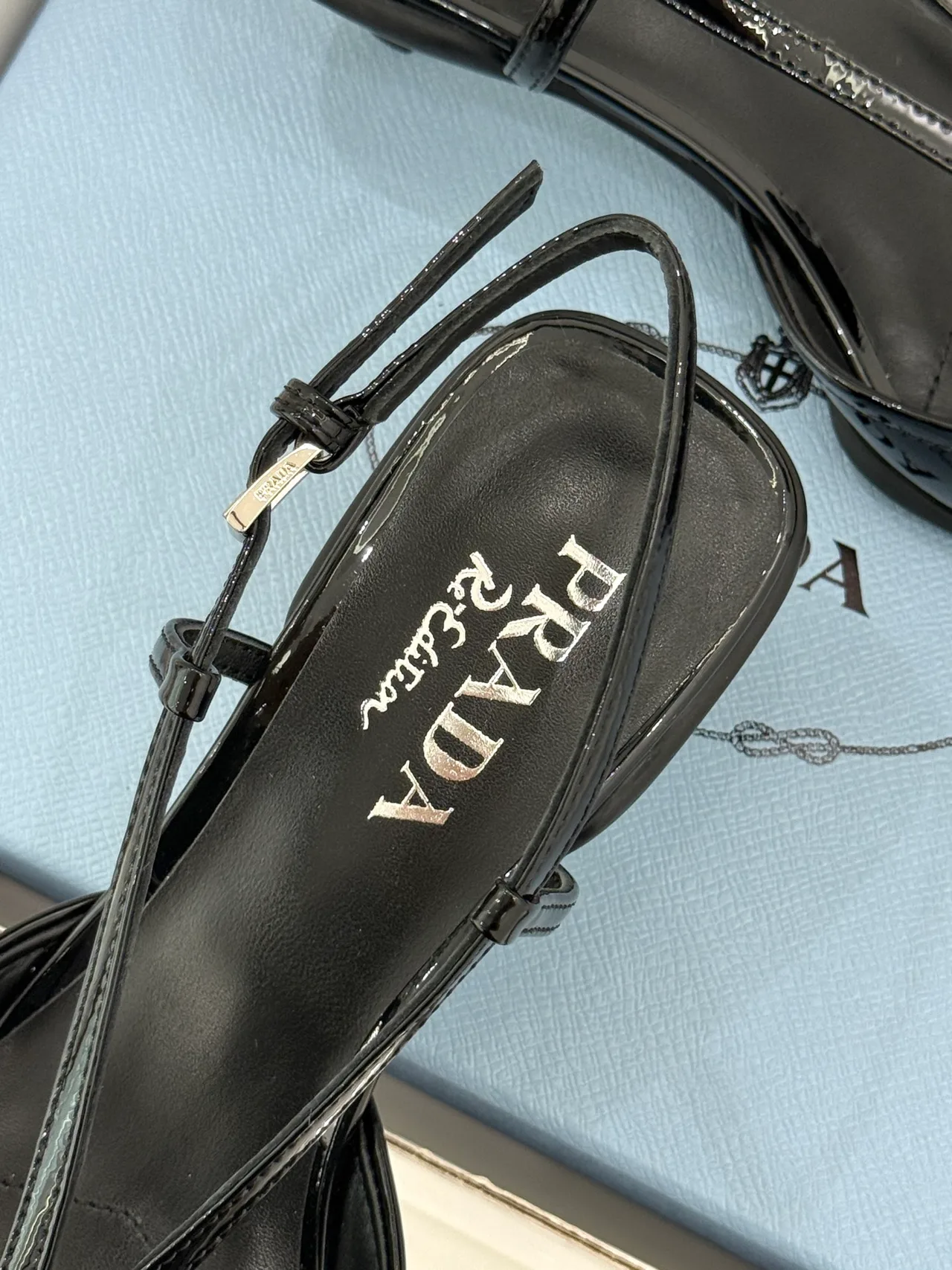 Prada Lambskin Pointed Slingback Pumps in Black · view 8