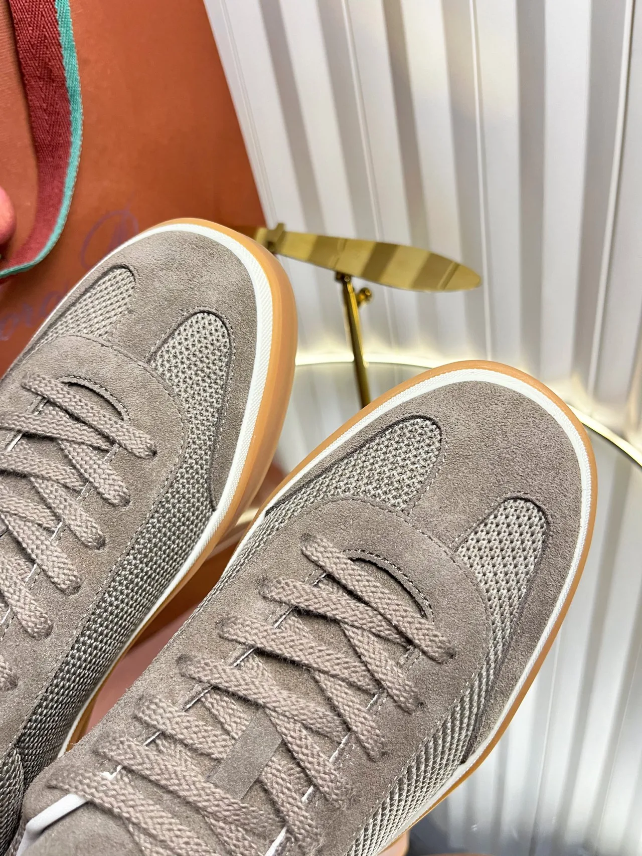 Loro Piana Cashmere Low-Top Sneakers in Grey · view 7