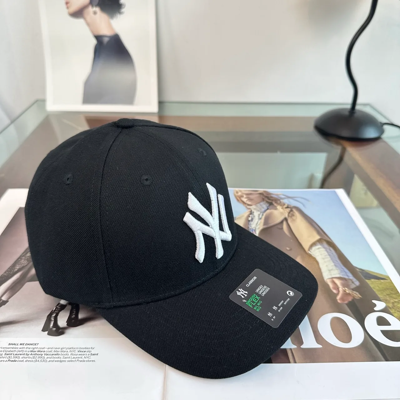 Embroidered NY Letter Baseball Cap in Black · view 2