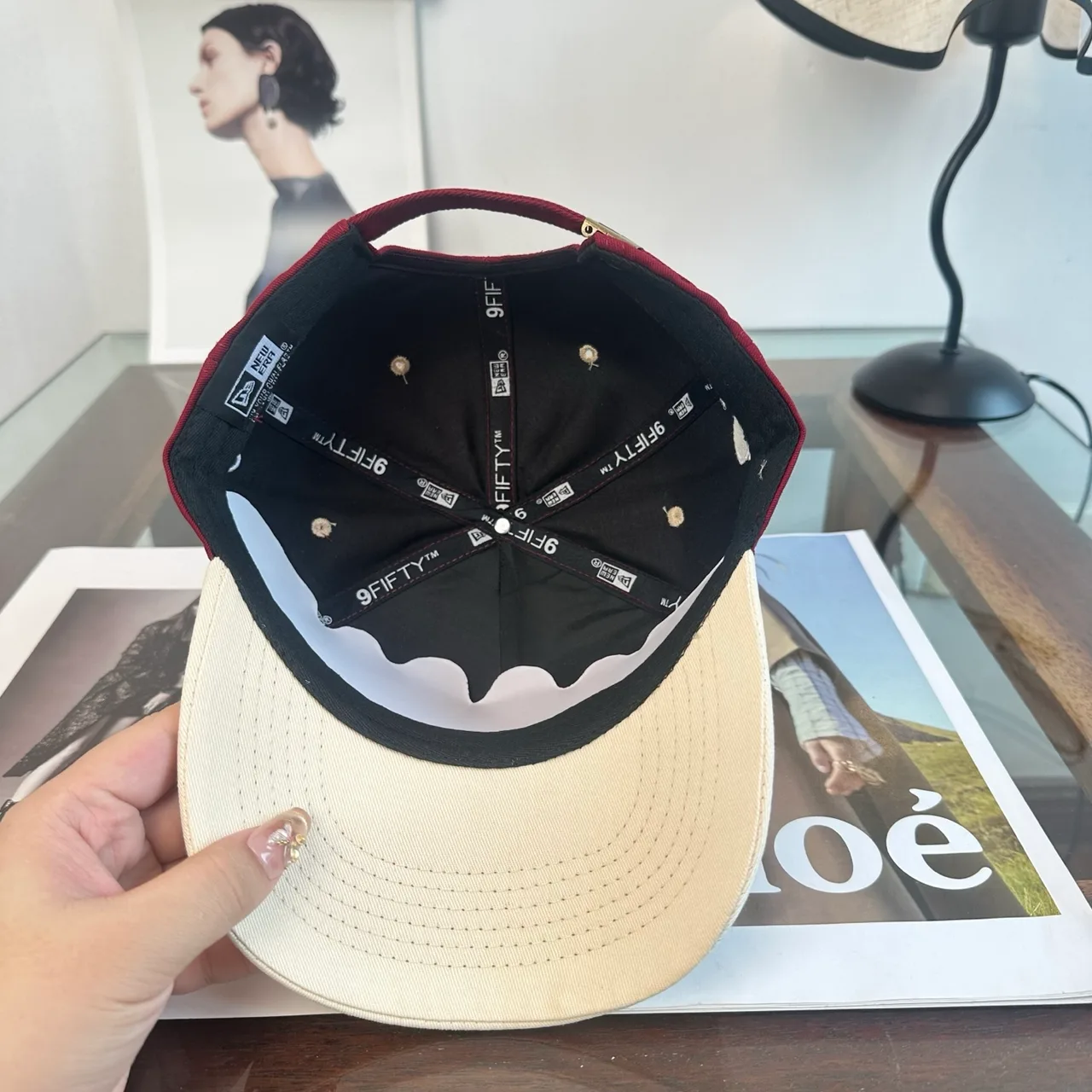 New Era Embroidered Baseball Cap in Burgundy · view 8