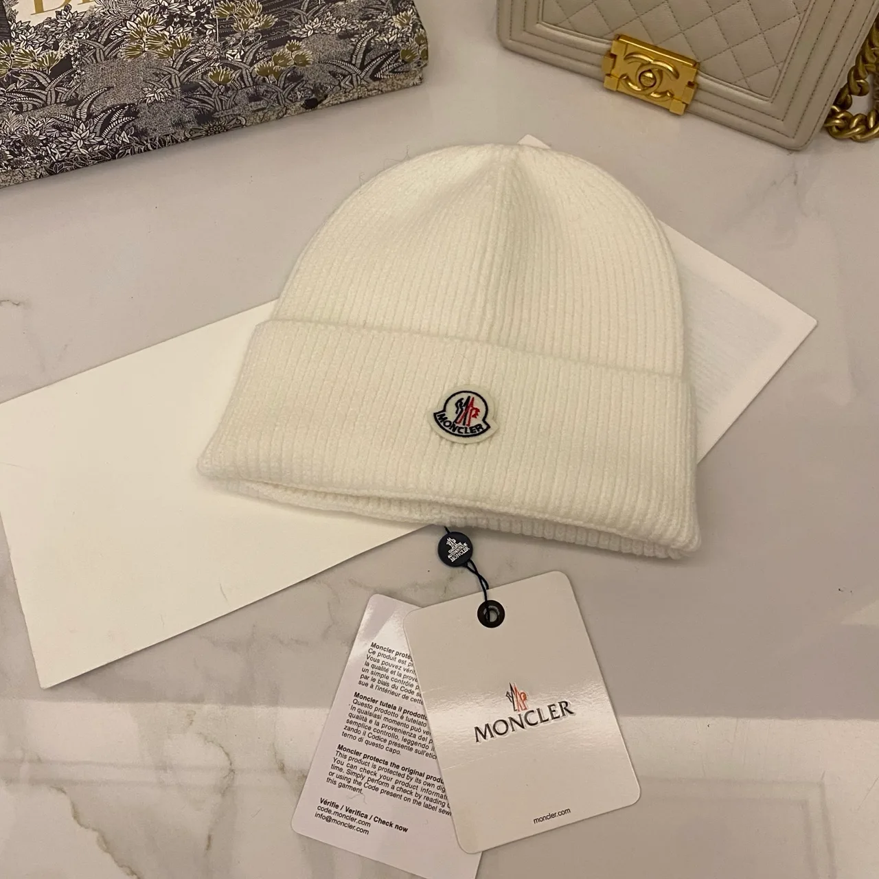Moncler Beanie in Black & White & Tan & Grey & Red & Blue & Yellow & Orange & Pink & Cream · view 2