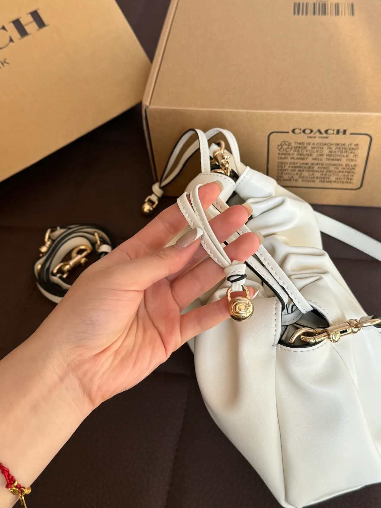 Coach Smooth Clutch in White · view 3