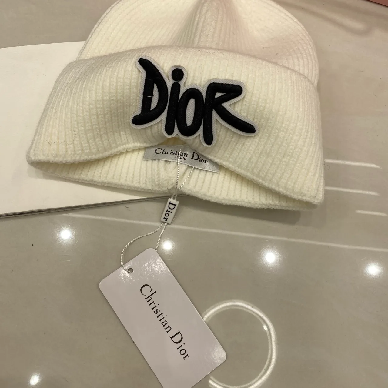 Dior Logo knit beanie in Black & White · view 5