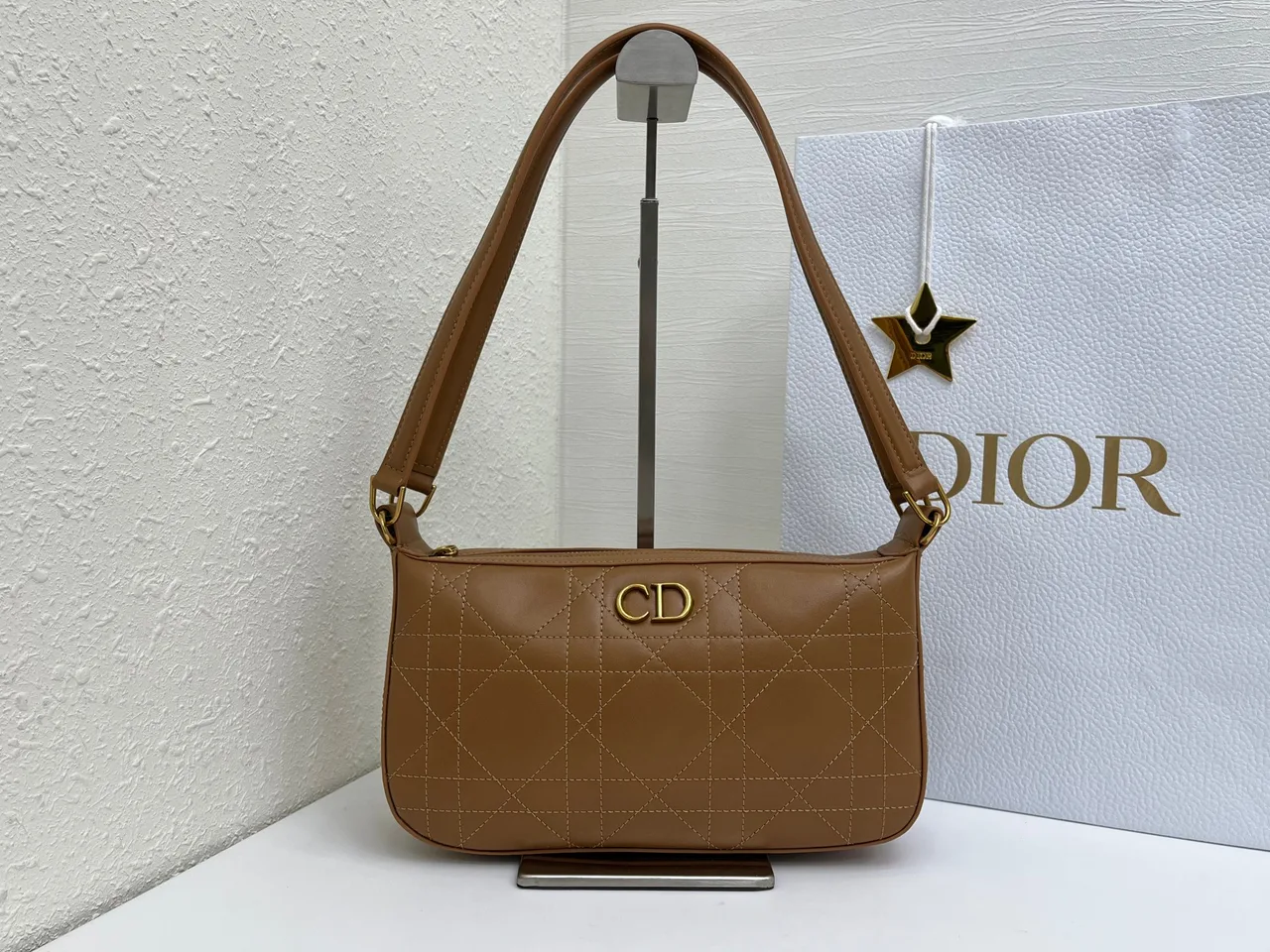 Dior Quilted Hobo Bag in Tan · view 1