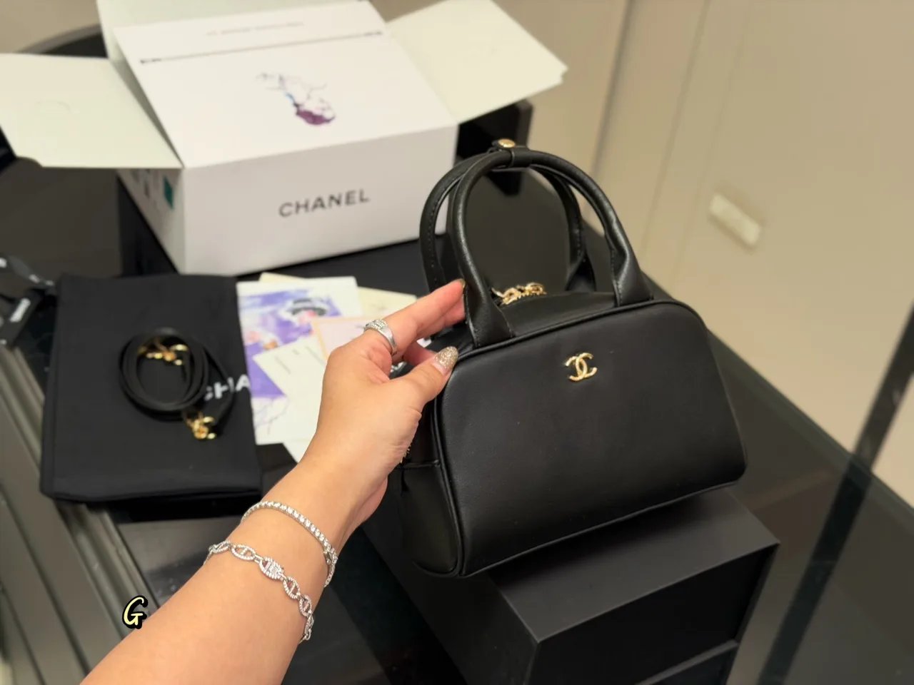 Chanel Glossy Bowling Bag in Black · view 1