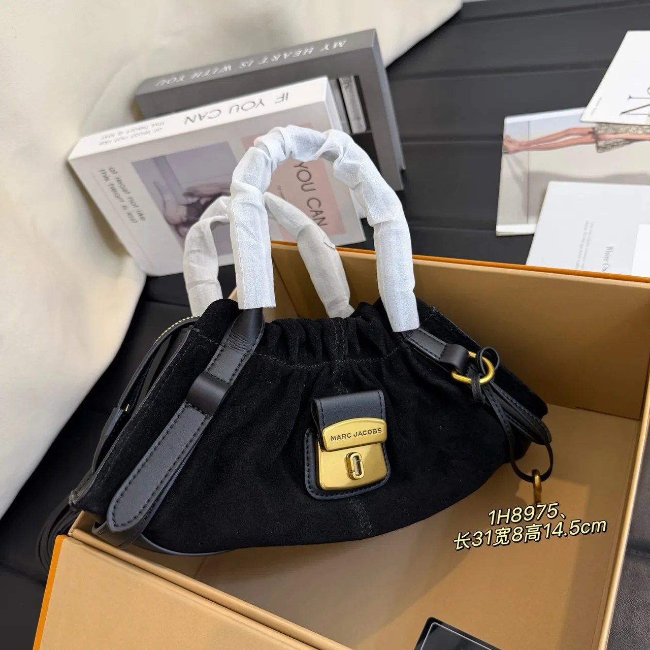 Marc Jacobs Cowhide Suede-Look Top-Handle Bag in Black · view 1