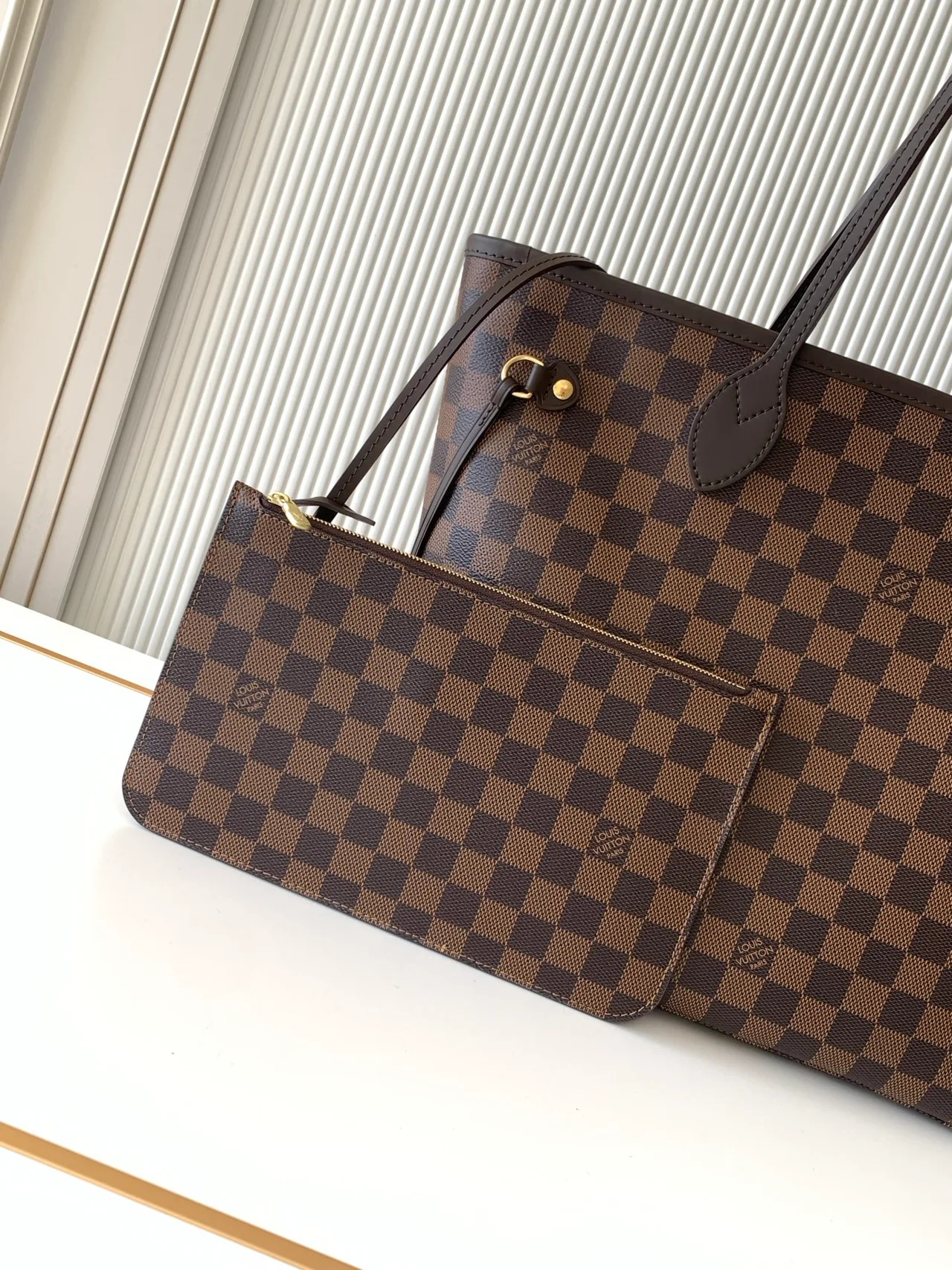 Louis Vuitton Neverfull Check Tote in Brown · view 5