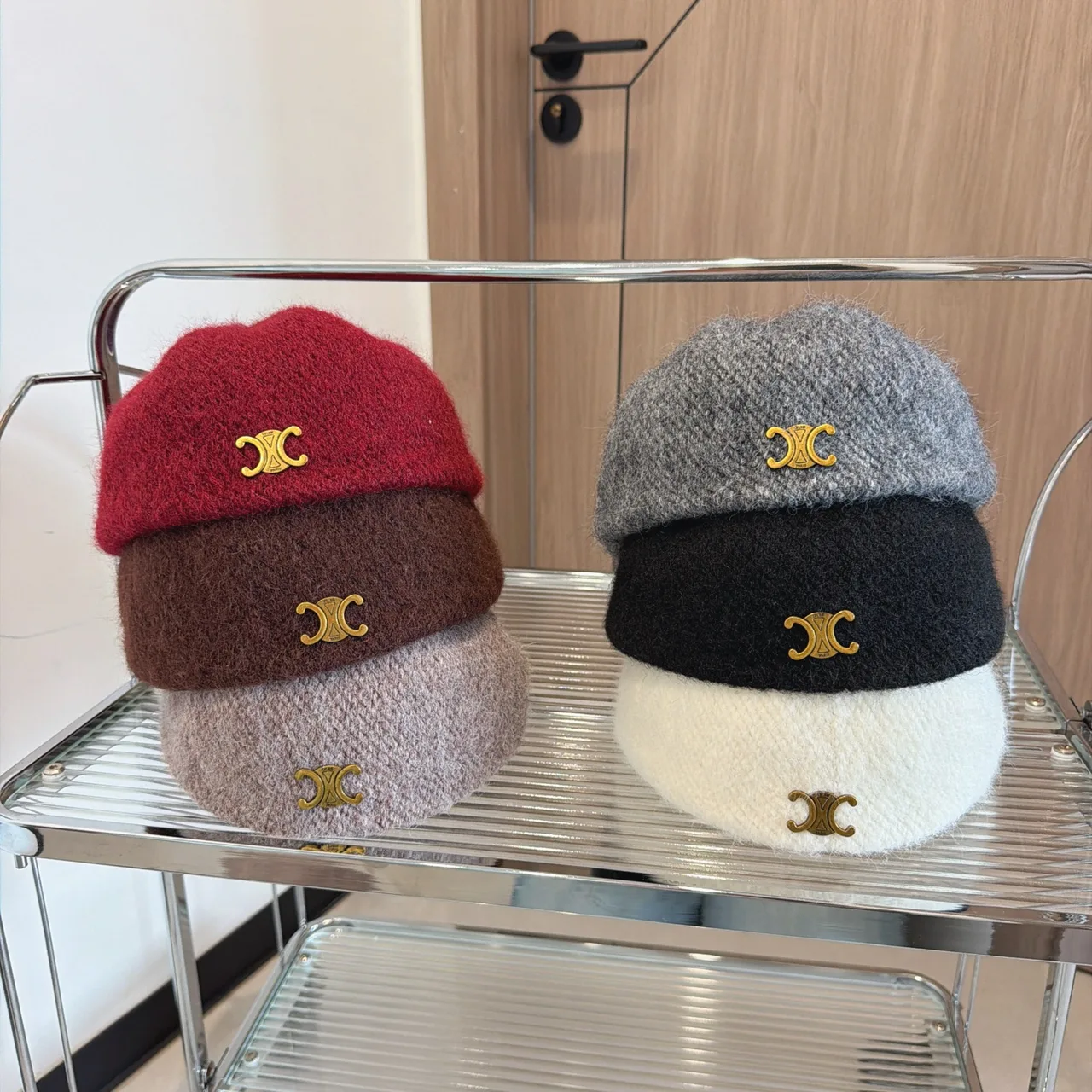 Celine Beret in Red & Brown & Grey & Black & White & Beige · view 6