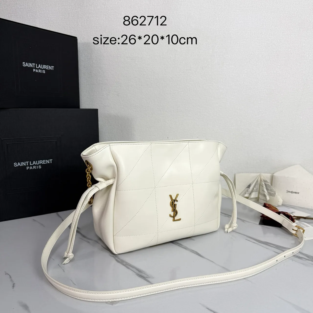 Saint Laurent Quilted Crossbody Bag in White · view 2