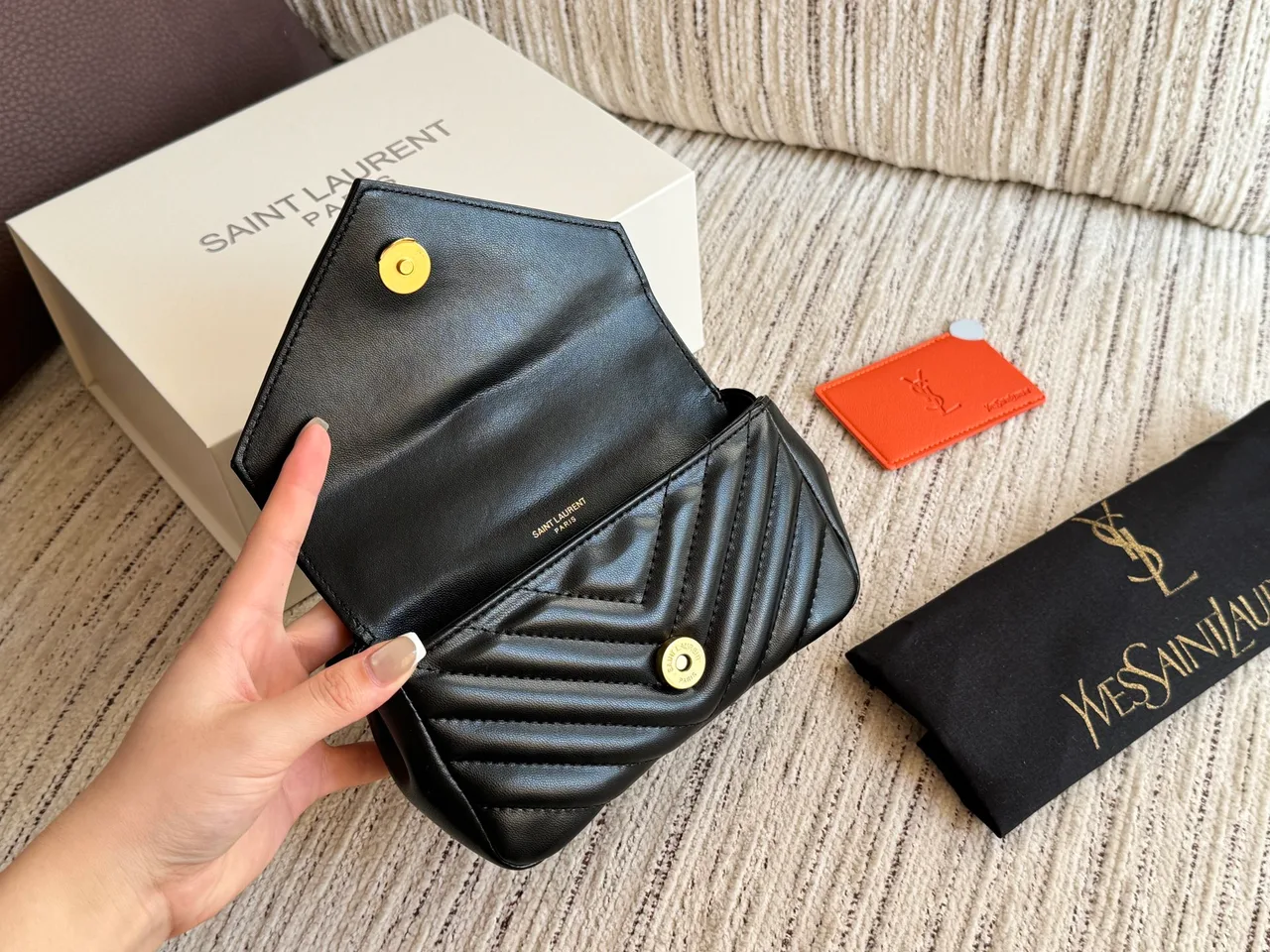 Saint Laurent Quilted Crossbody Bag in Black · view 7