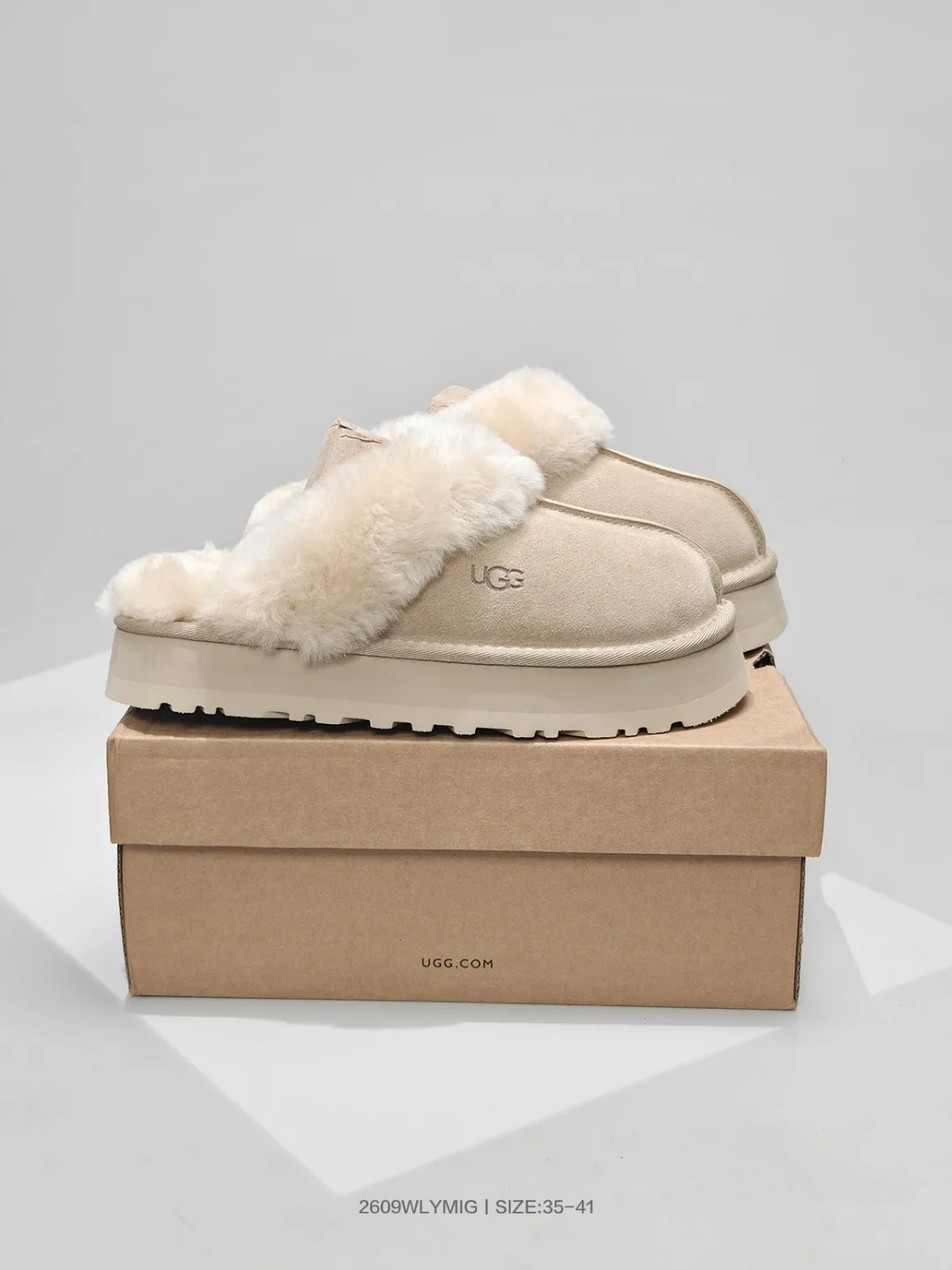 UGG Round-Toe Fur-Lined Mules in Beige · view 5