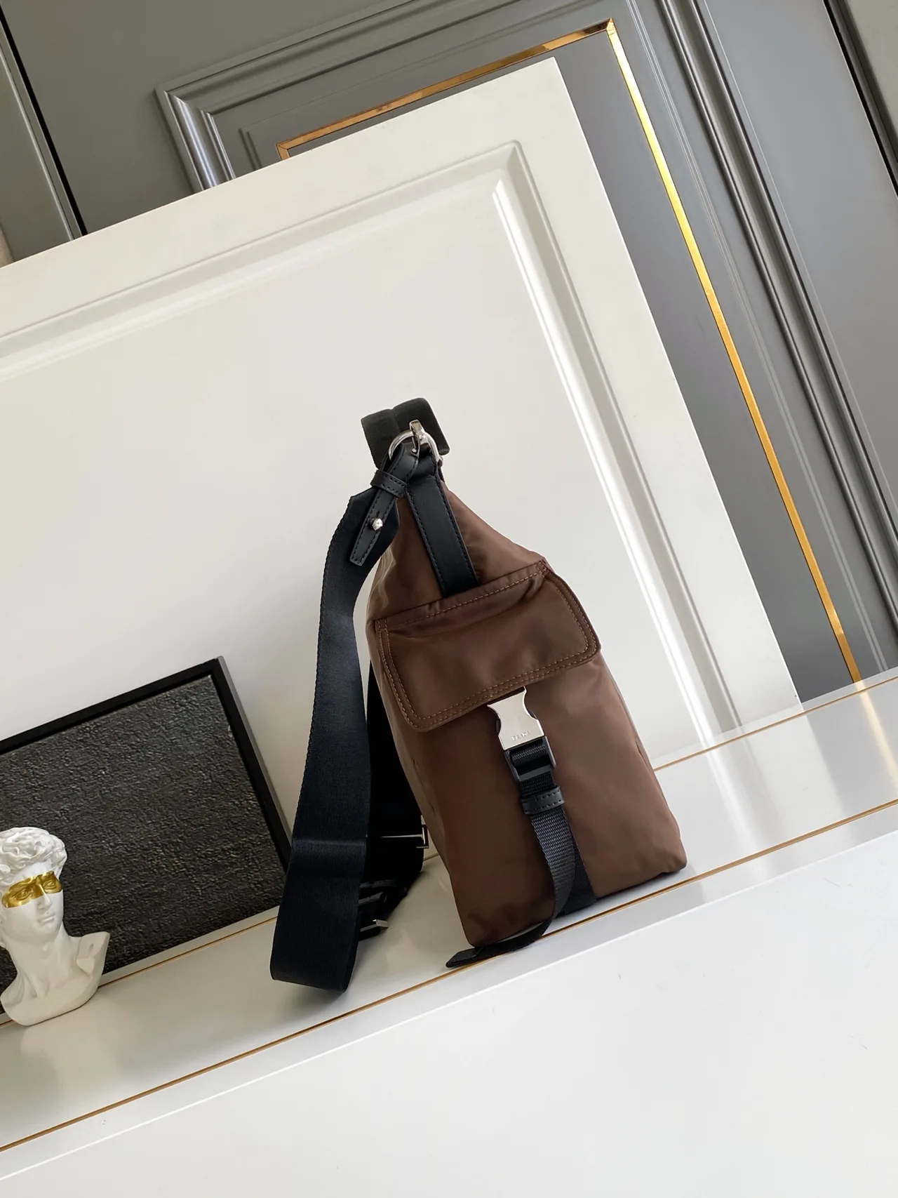 Prada Nylon Smooth Hobo Bag in Brown · view 2