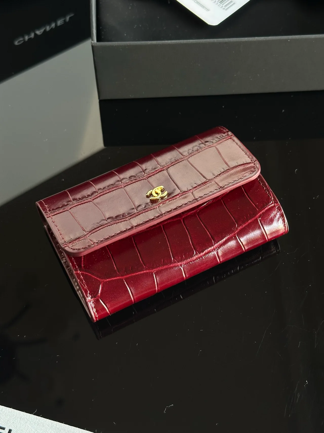 Chanel Glossy Wallet in Burgundy · view 2
