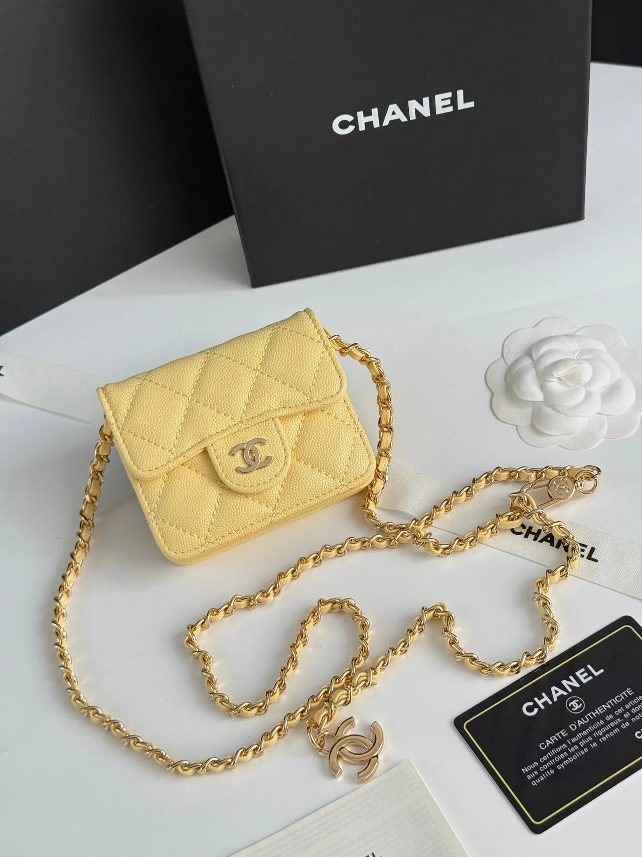 Chanel Quilted Wallet in Yellow · view 2