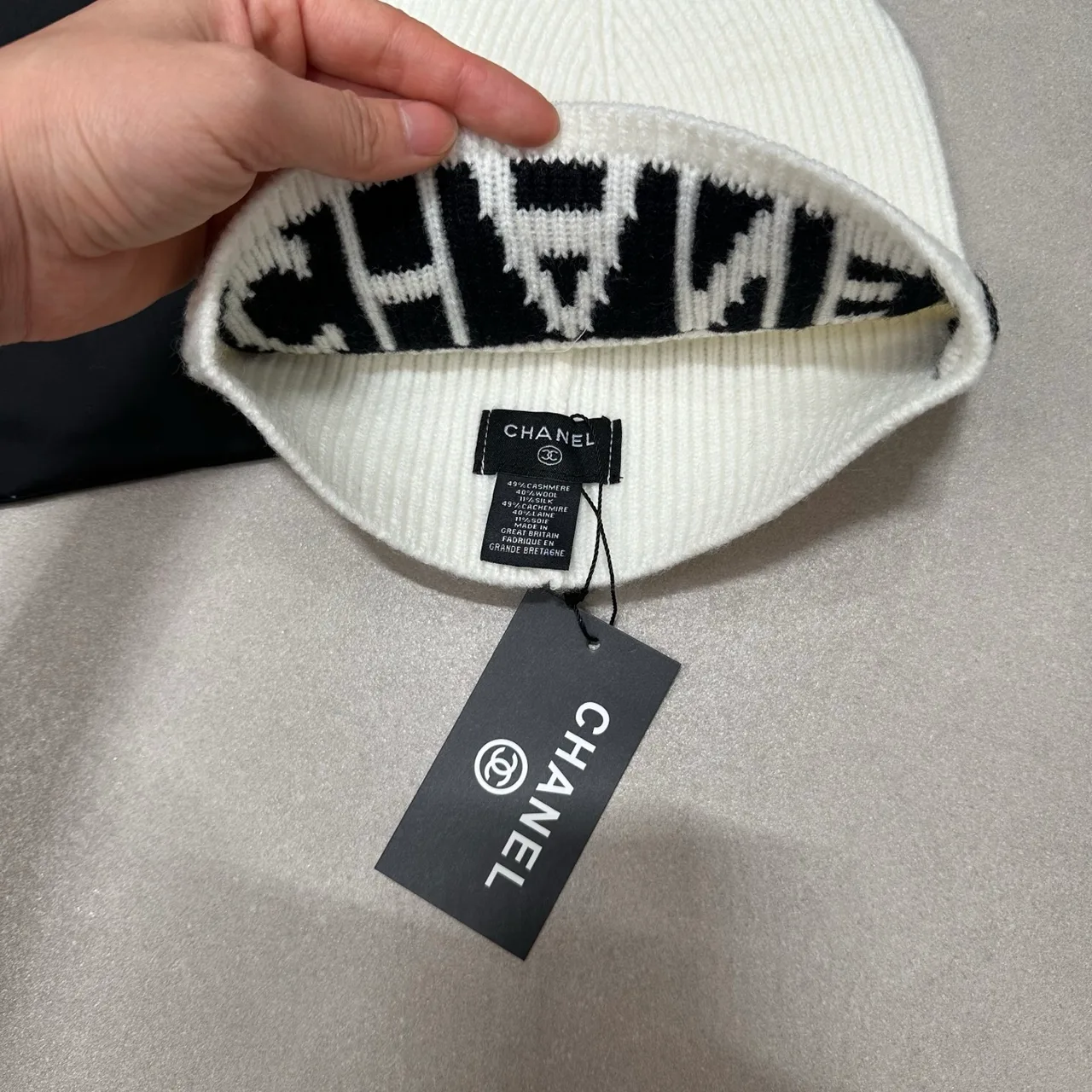 Chanel Letter Beanie in Black & White · view 5