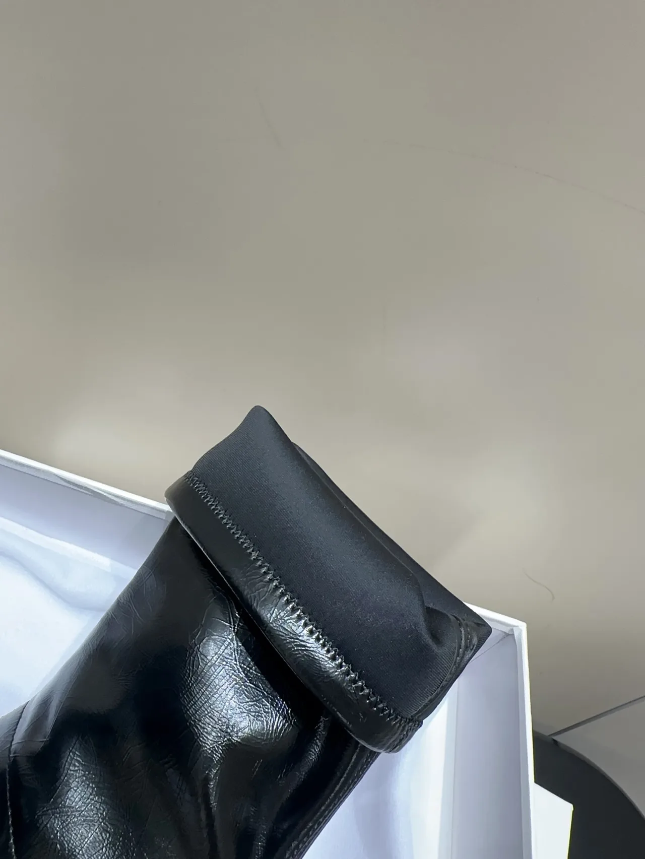The Row Cowhide Sheepskin Glossy Round-Toe Ankle Boots in Black · view 7