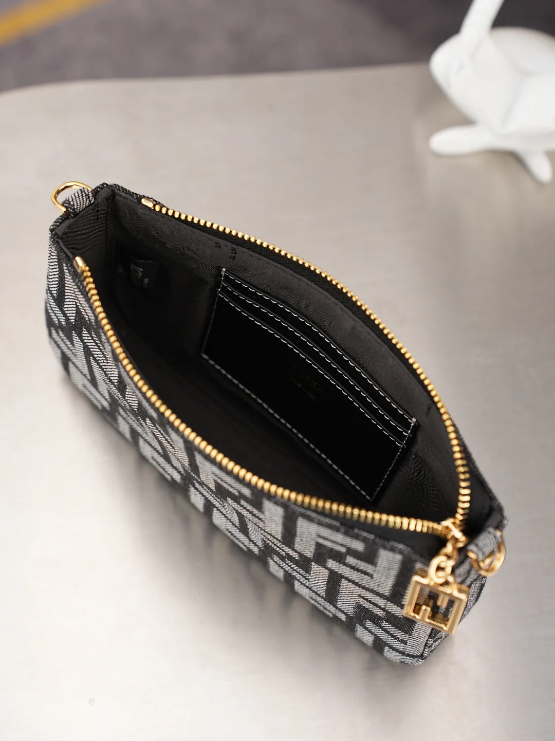 Fendi Baguette Denim Clutch in Black · view 8