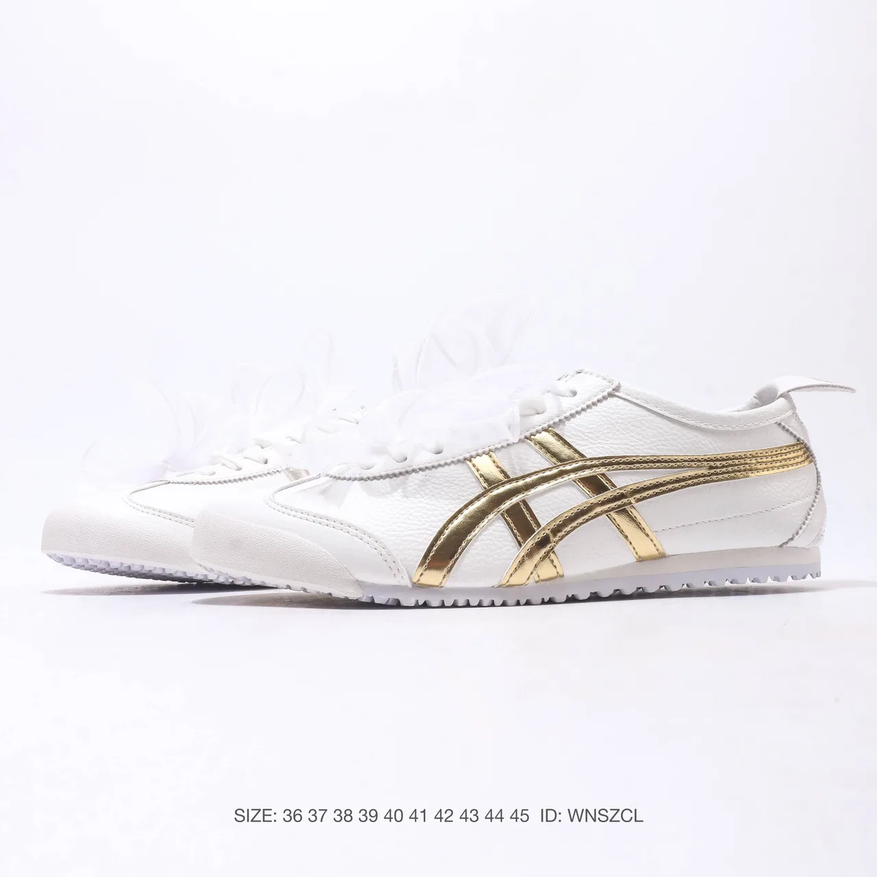Onitsuka Tiger Striped Bow Sneakers in White · view 2