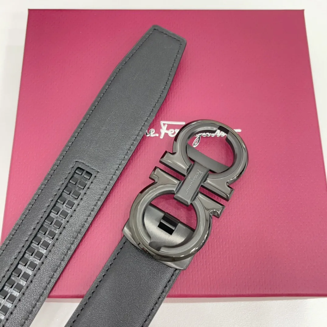Ferragamo Calfskin Smooth Belt in Black · view 6