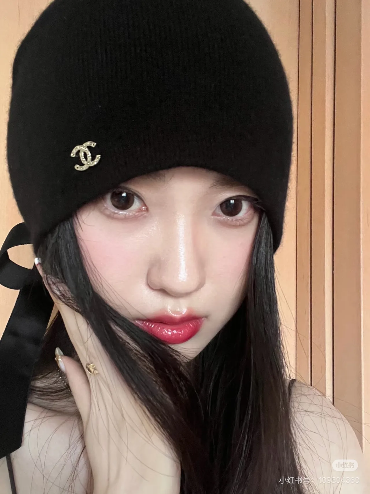 Chanel Wool Ribbed Beanie in Black · view 2