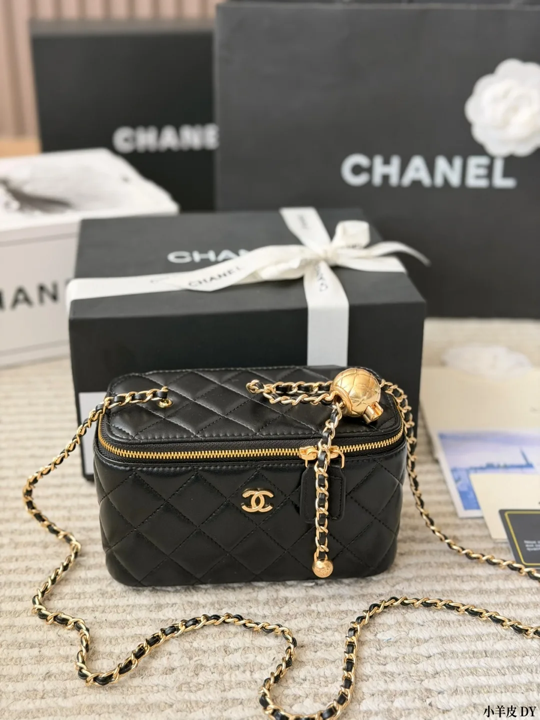 Chanel Cowhide Lambskin Vanity Bag in Black · view 1