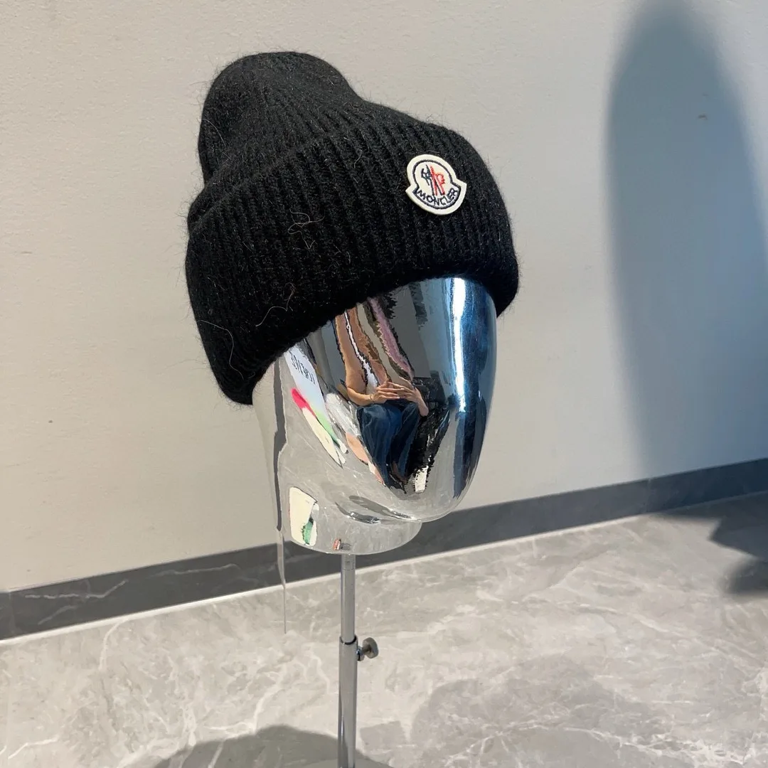 Moncler Beanie in White & Black · view 2