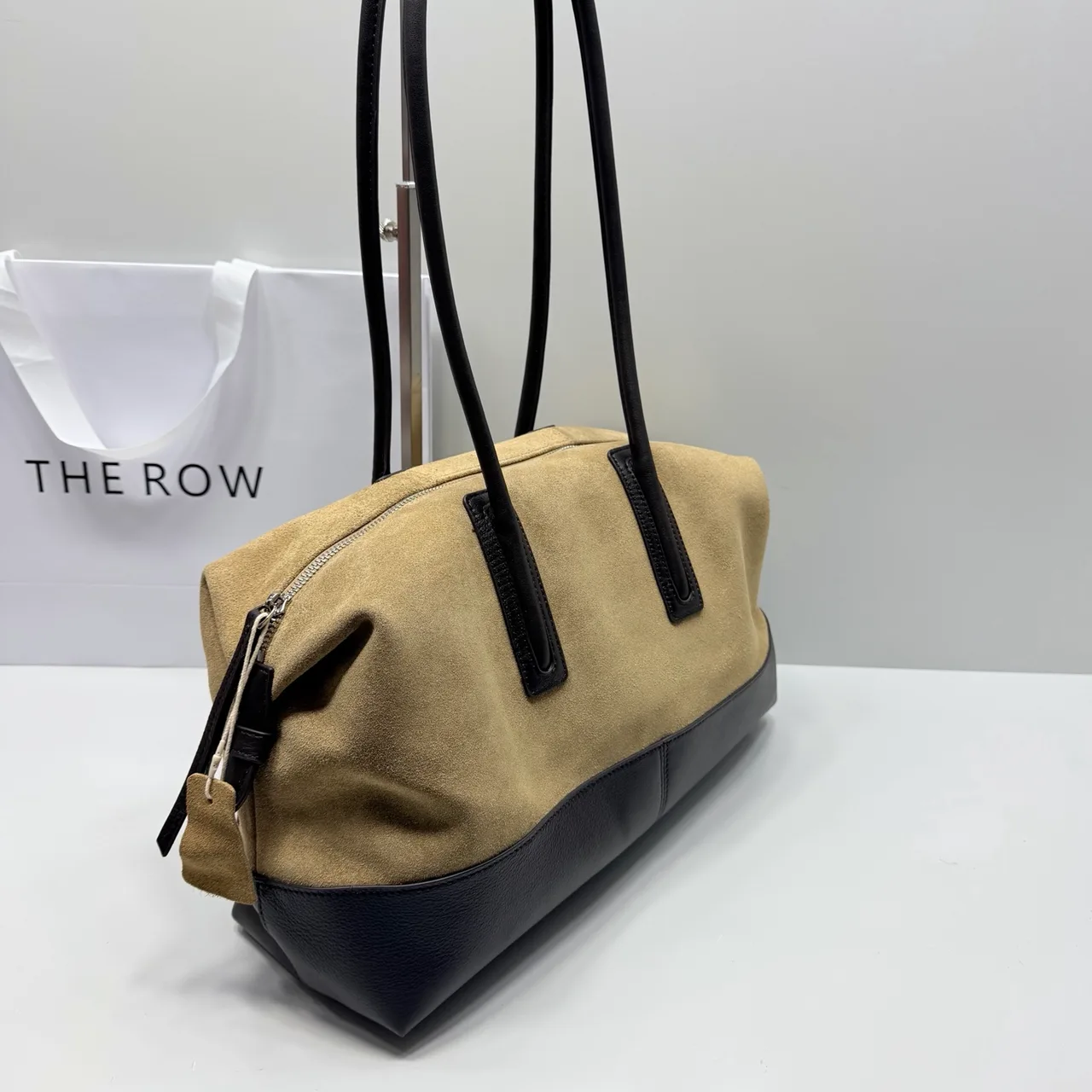 The Row Cowhide Suede Duffel Bag in Beige · view 3