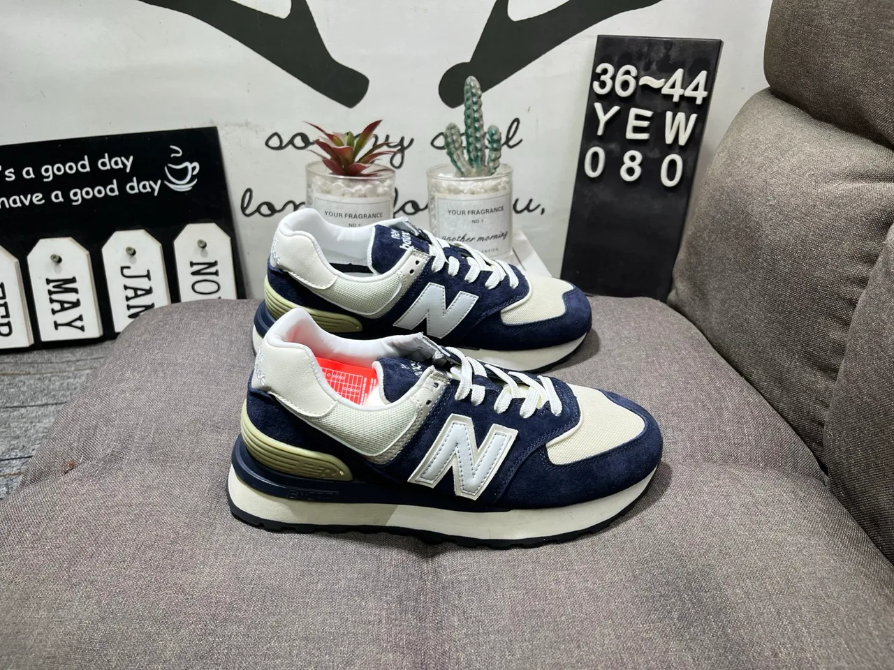 New Balance ML574L Sneakers in Blue & Grey & Black & Green · view 1
