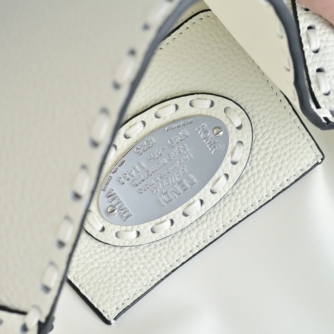 Fendi Baguette Textured Flap Shoulder Bag in White · view 8
