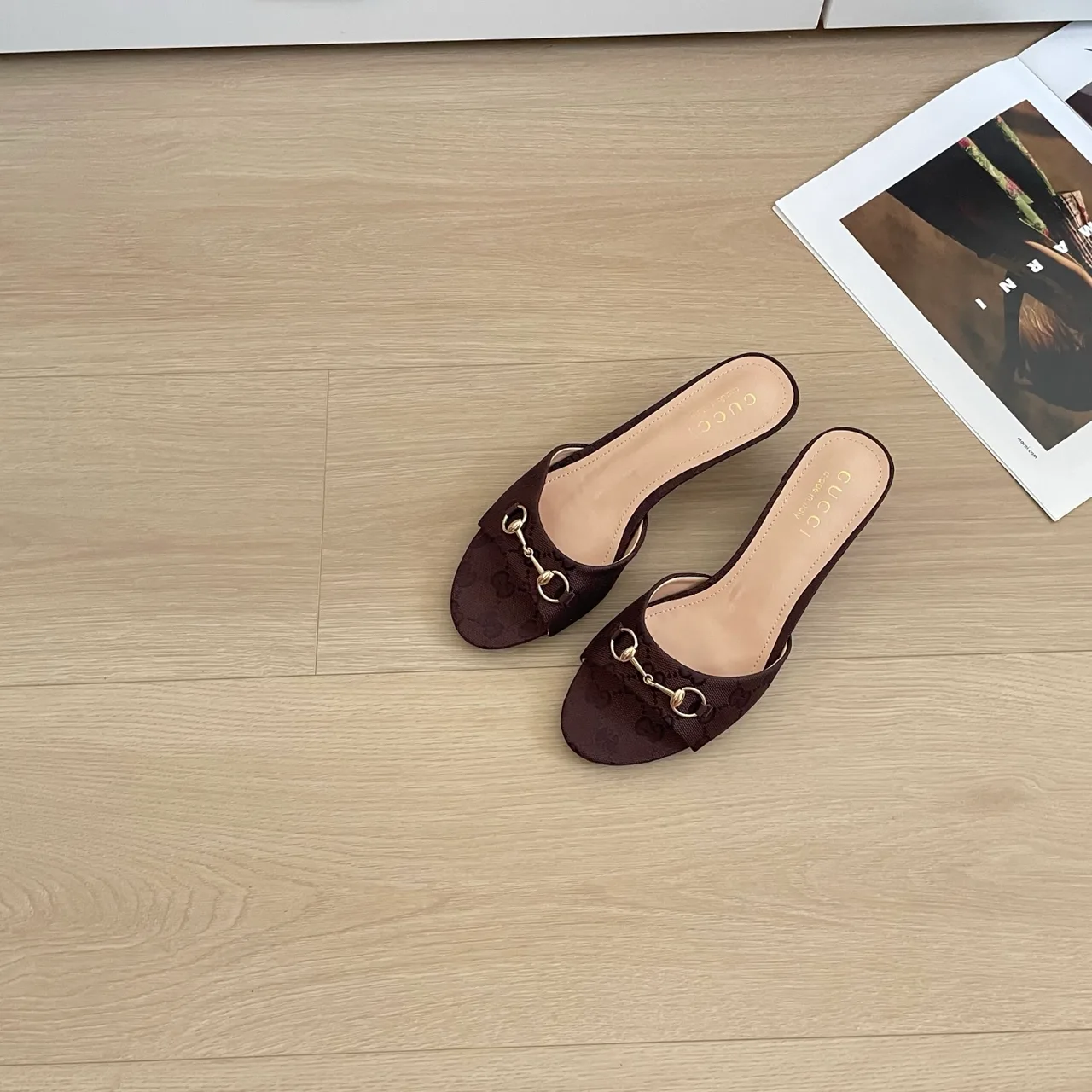 Gucci Canvas Mules in Brown · view 2