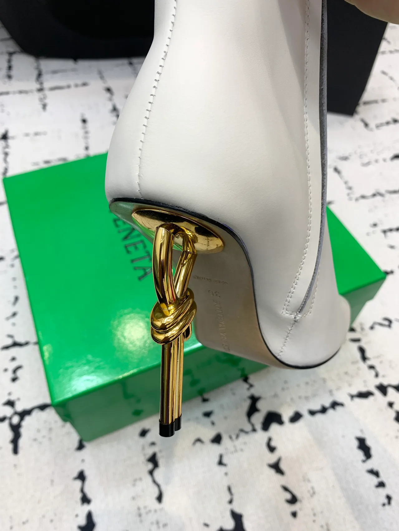 Bottega Veneta Calfskin Glossy Knot-Heel Ankle Boots in White · view 8