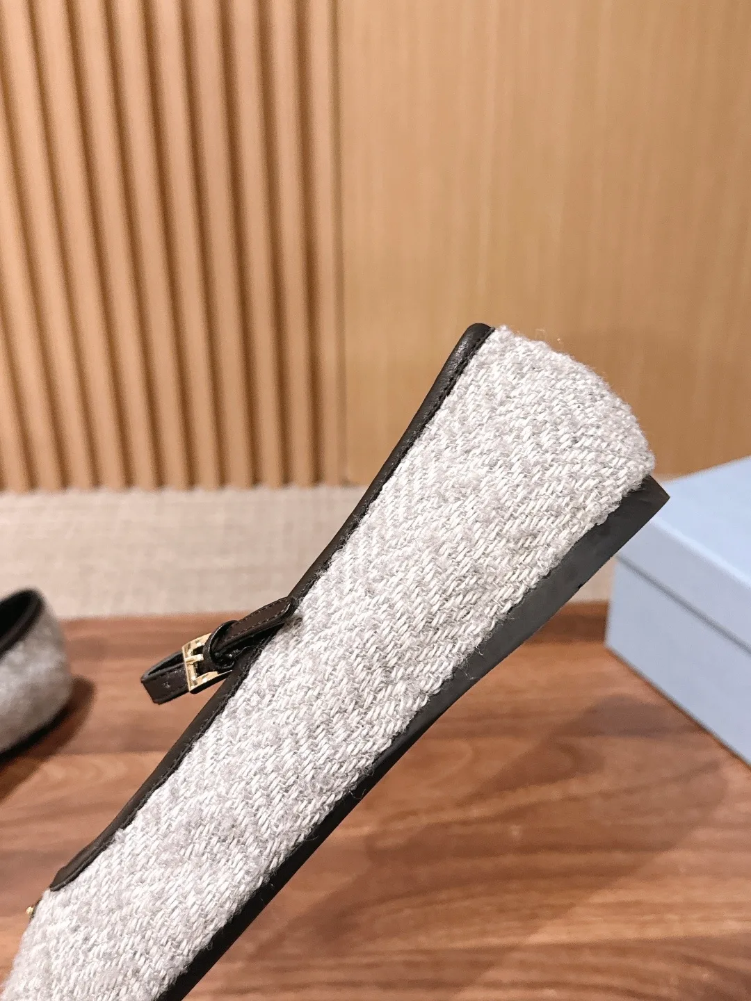 Prada Smooth Flats in Grey · view 7