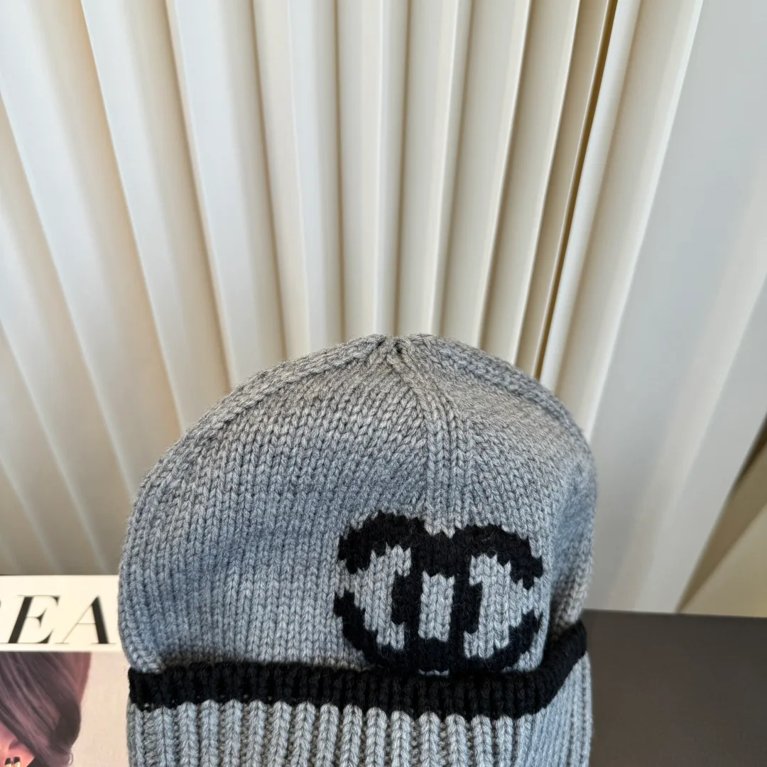 Chanel Ribbed Beanie in Grey · view 6