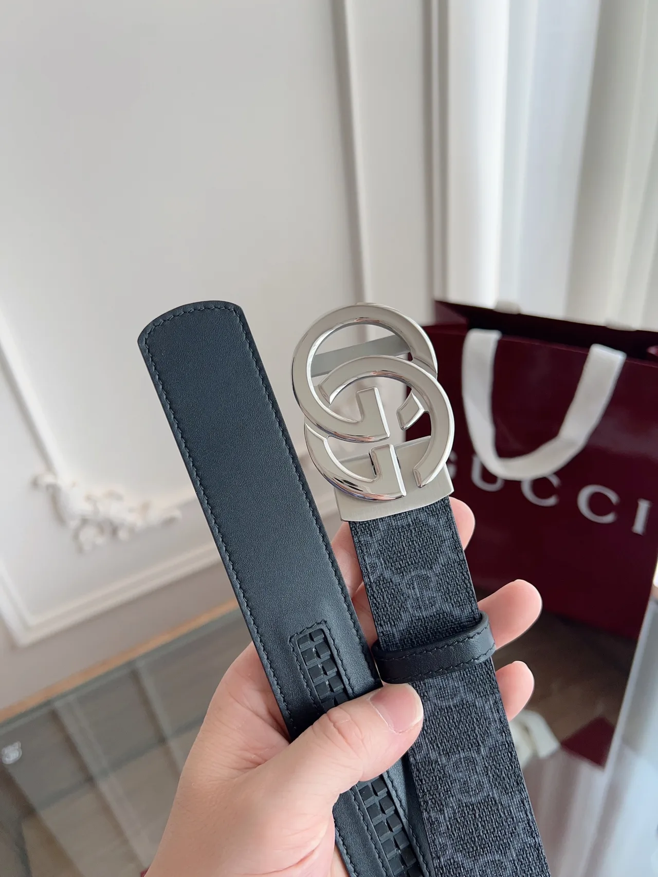 Gucci Cowhide Belt in Grey · view 8