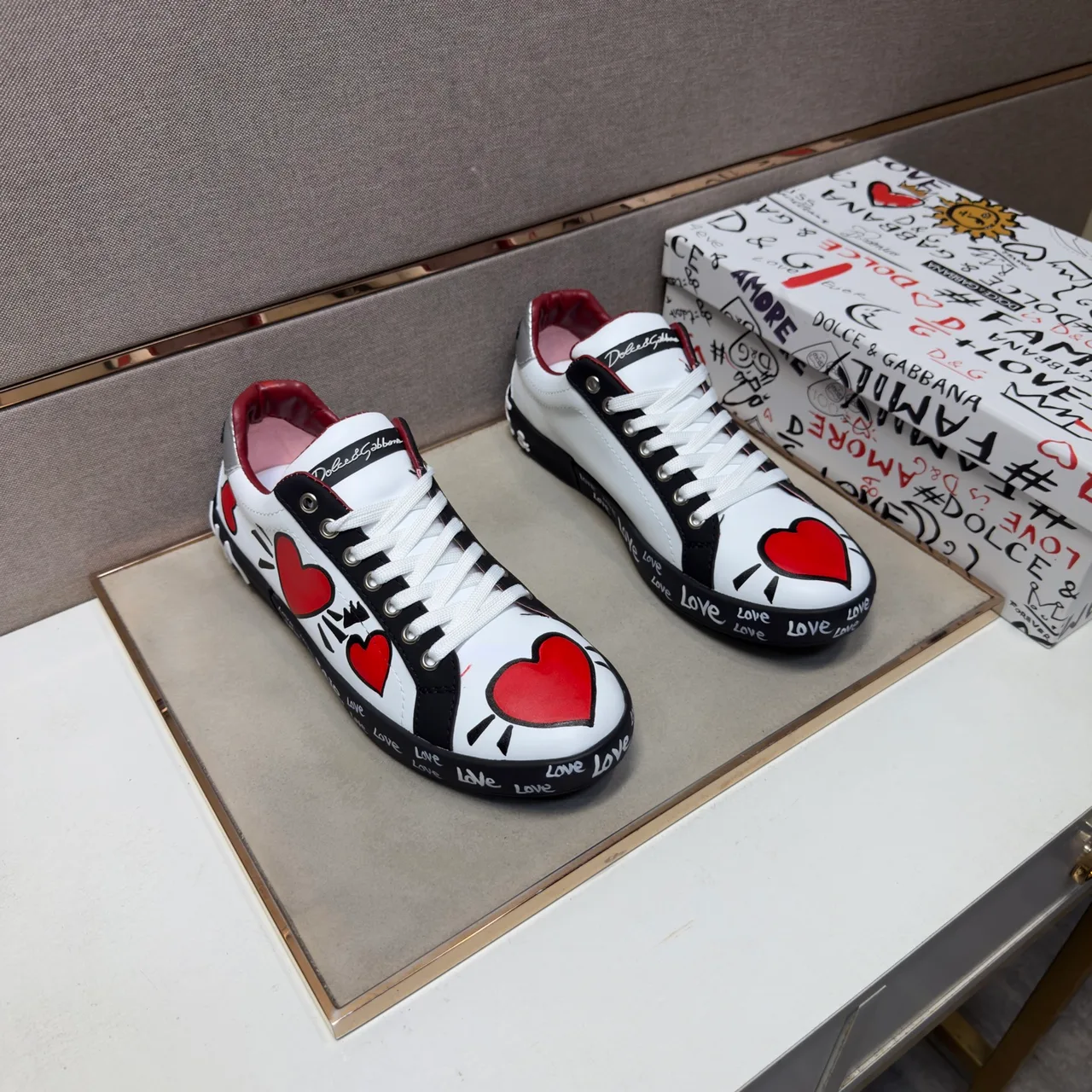Dolce & Gabbana Leather Sneakers in White · view 1