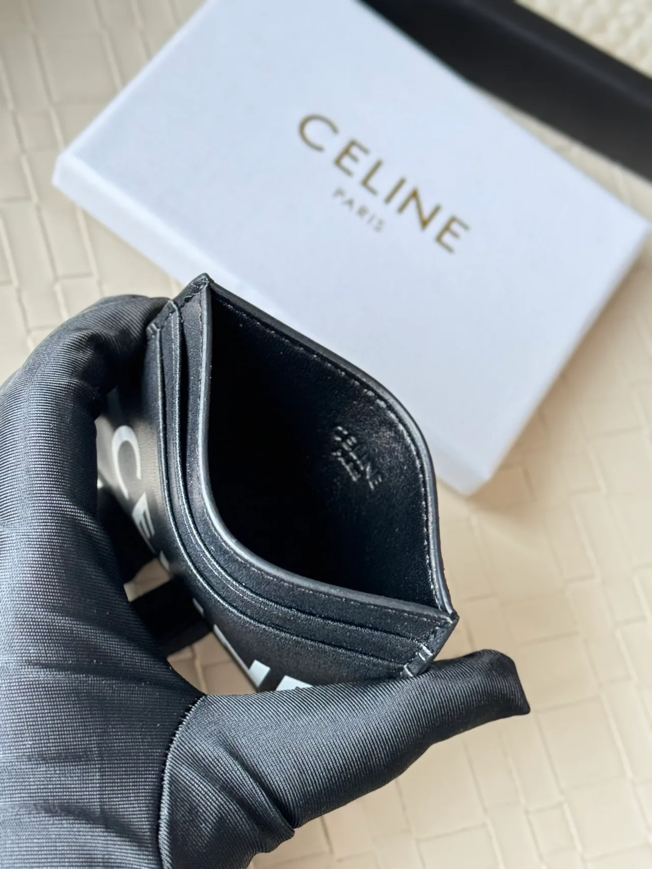 Celine Smooth Cardholder in Black · view 6