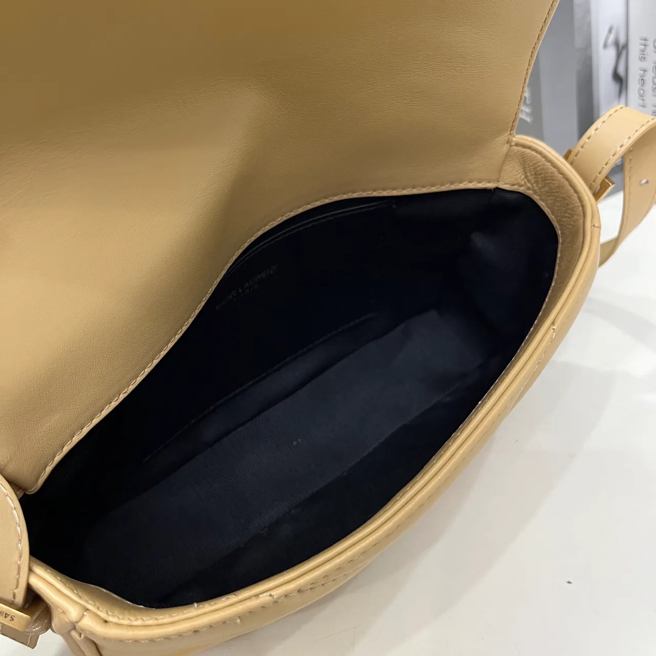 Saint Laurent Sheepskin Quilted Handbag in Beige · view 8
