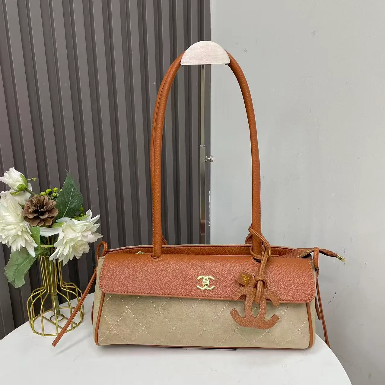 Chanel 89053 Baguette Bag in Black & Brown & Grey & Burgundy & Beige · view 6