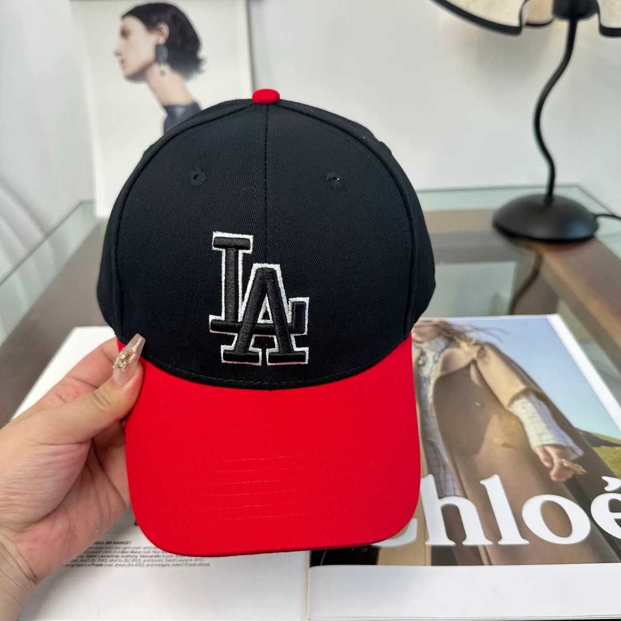 LA Letter Colorblock Baseball Cap in Grey & Brown & Black & Blue · view 5