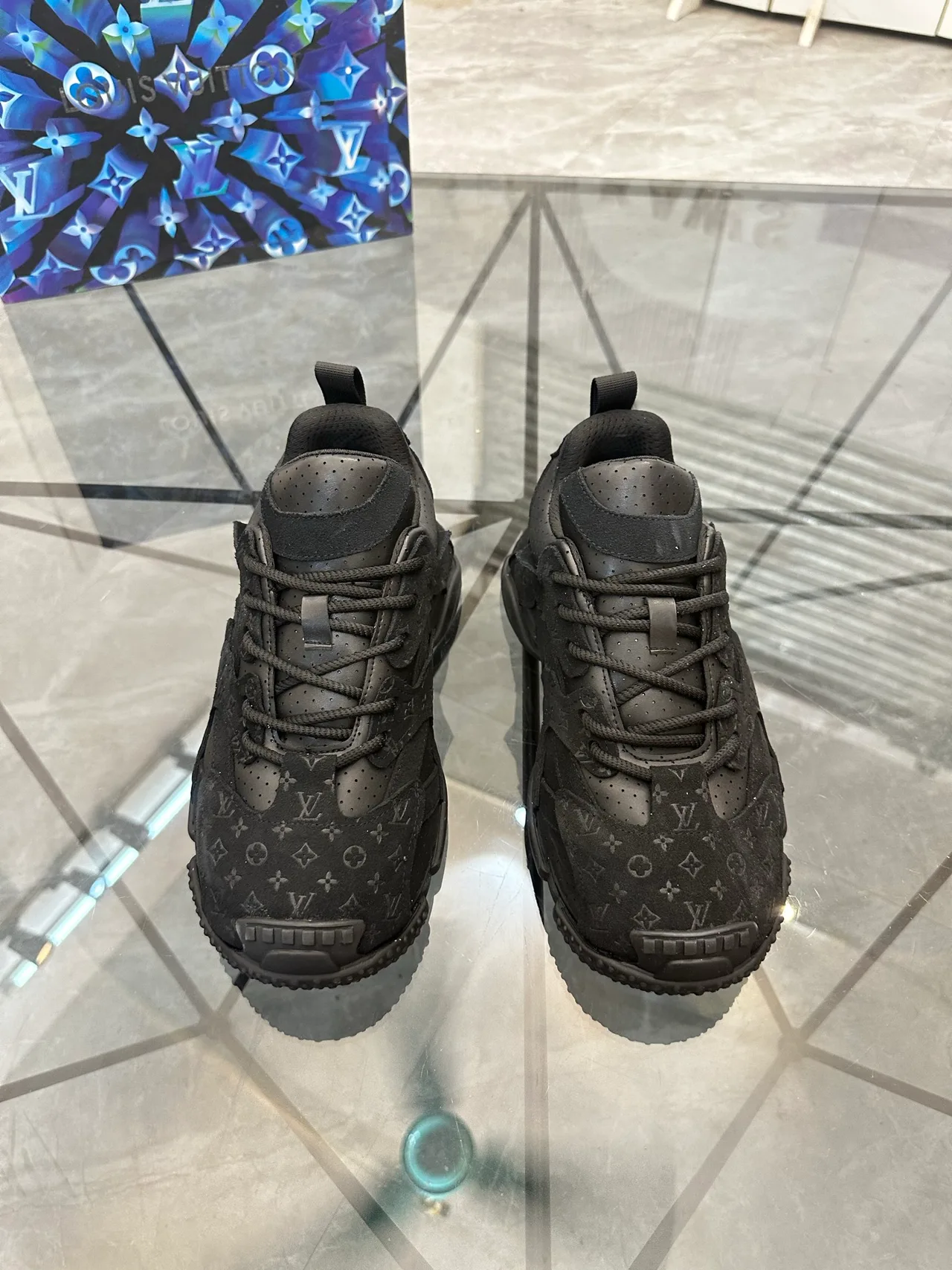 Louis Vuitton Cowhide Sneakers in Black · view 1