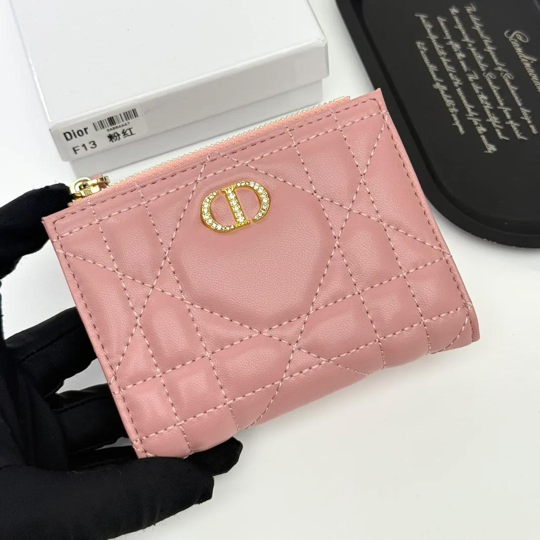 Dior Lambskin Quilted Wallet in Pink · view 2