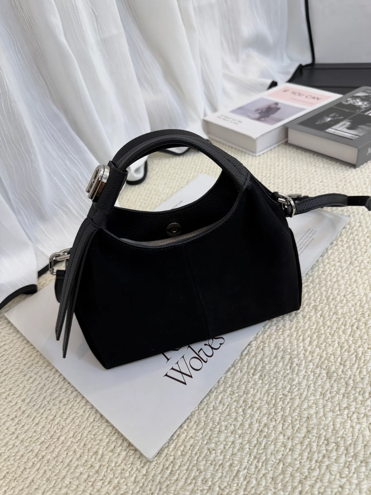 Furla Cowhide Smooth Hobo Bag in Black · view 1