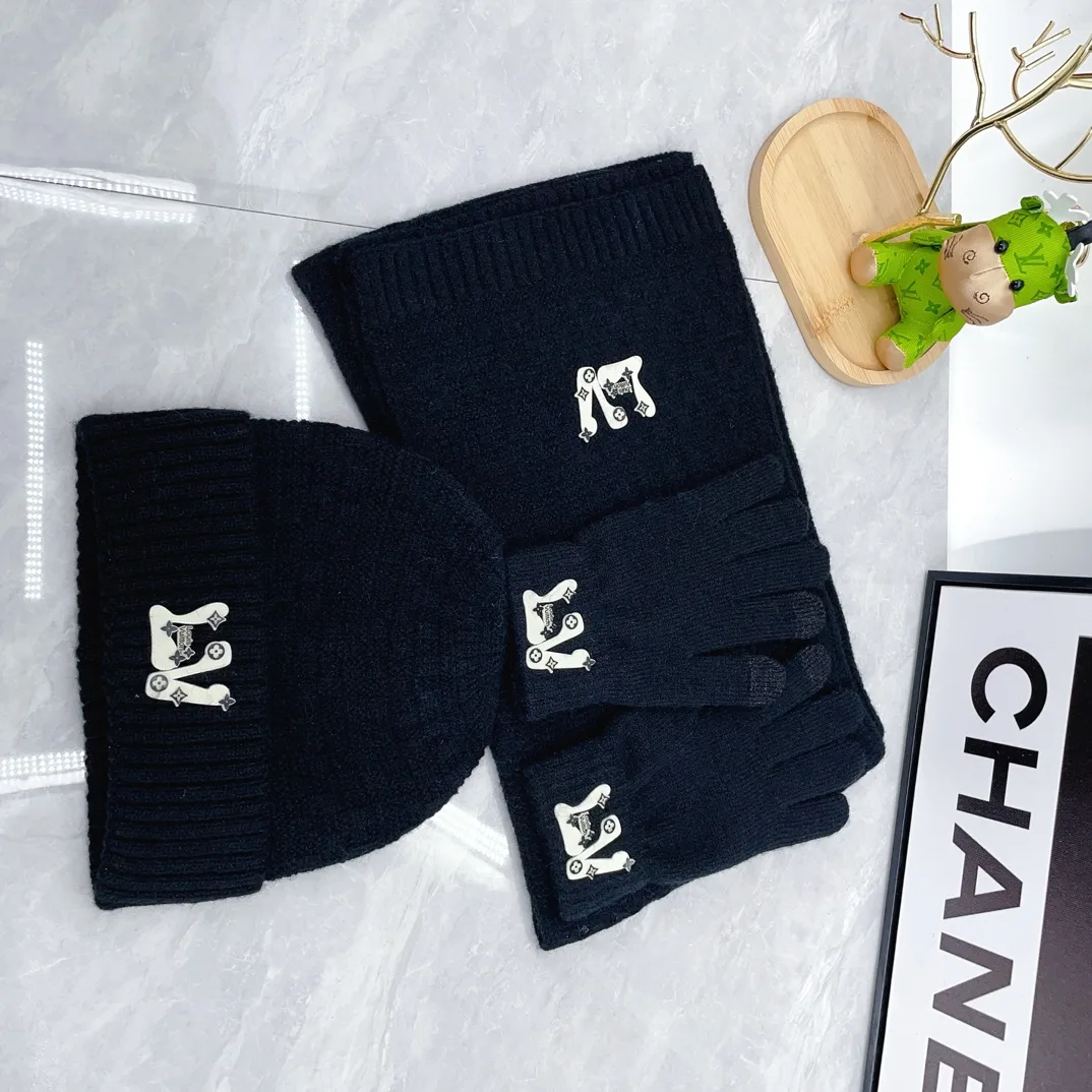 Louis Vuitton Wool Hat Scarf and Gloves Set in Black · view 2