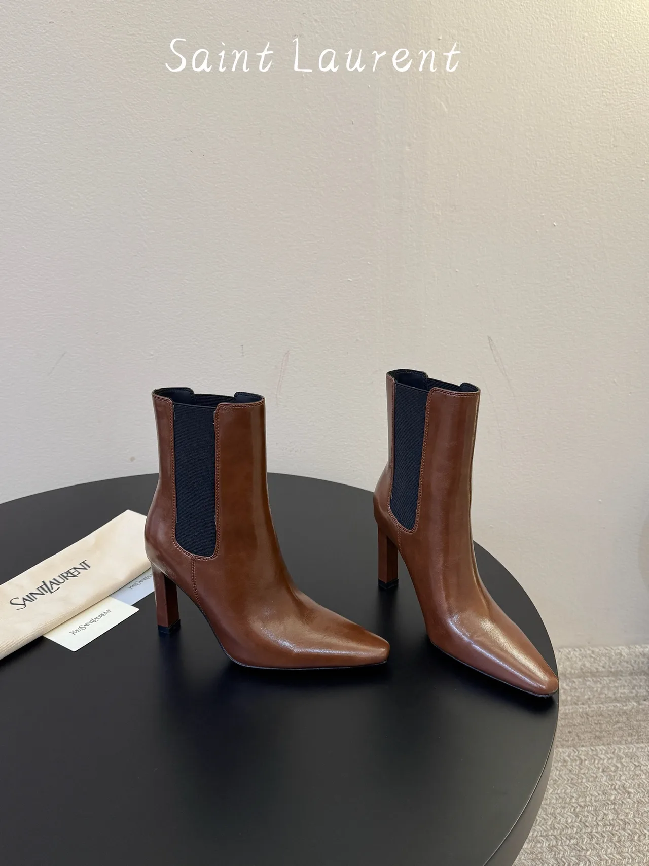 Saint Laurent Cowhide Sheepskin Chelsea Ankle Boots in Brown · view 4
