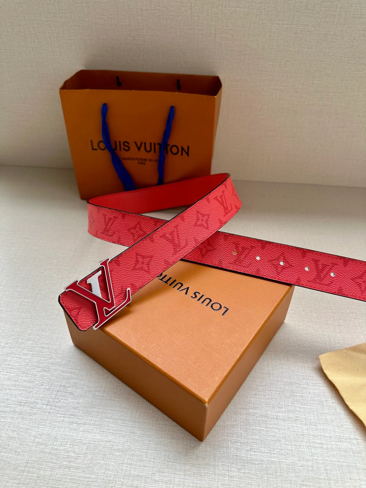 Louis Vuitton Canvas Smooth Belt in Red · view 5